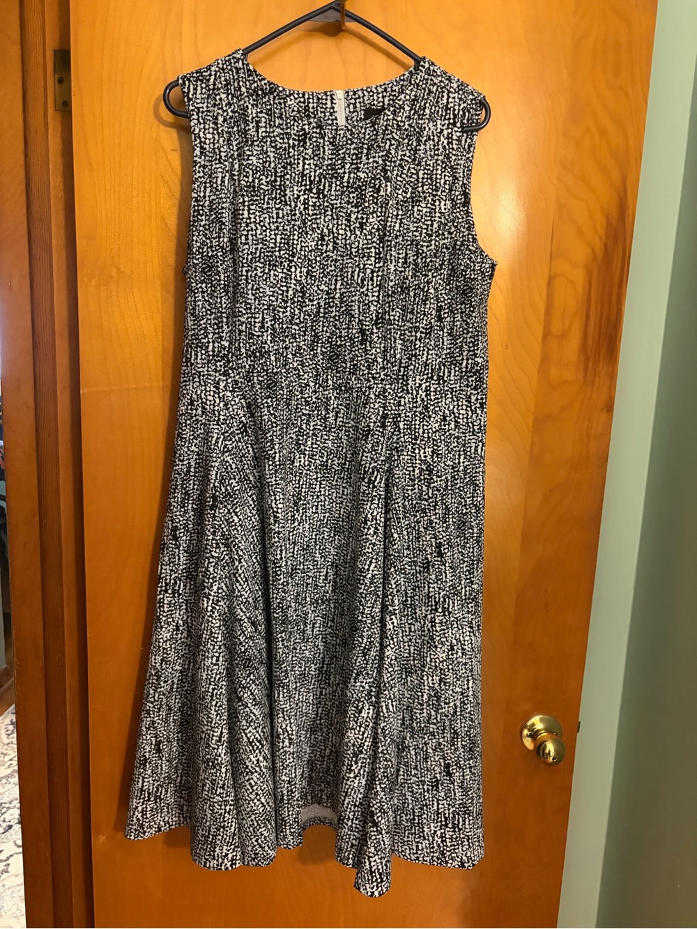 Andrew Marc Black and White Patterned Midi Dress